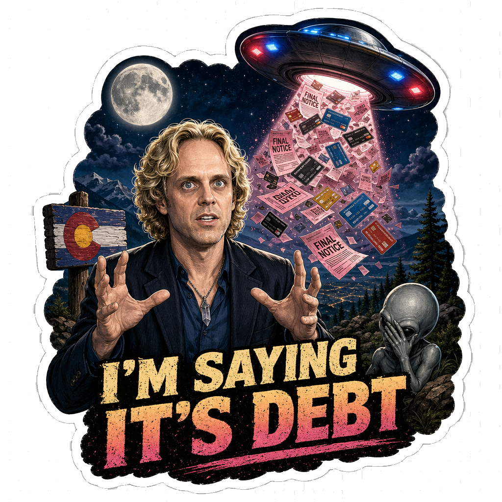 David Wilcock Ancient Aliens “I’m Saying It’s Debt” Meme Sticker