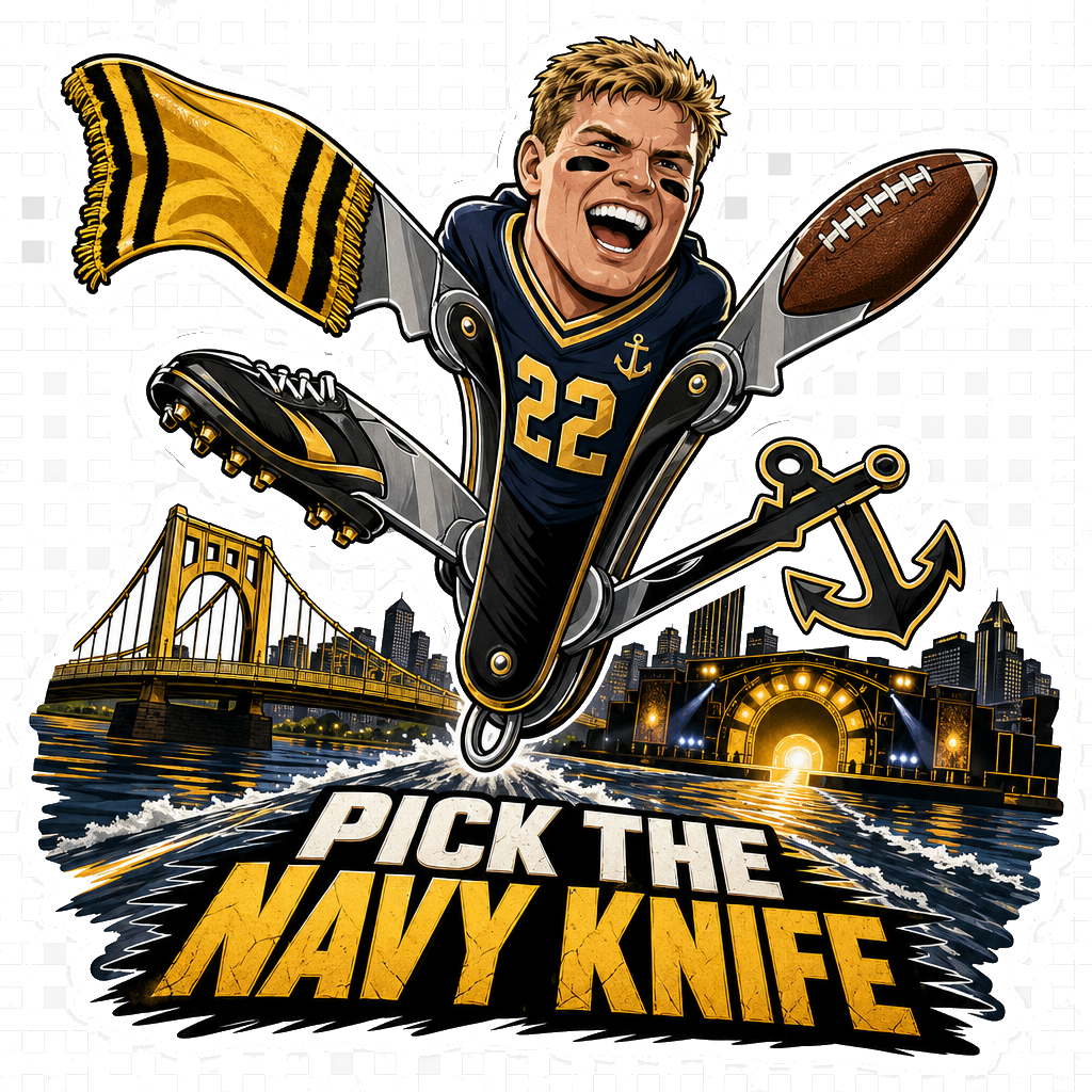 Eli Heidenreich Pittsburgh Navy Knife NFL Draft Sticker