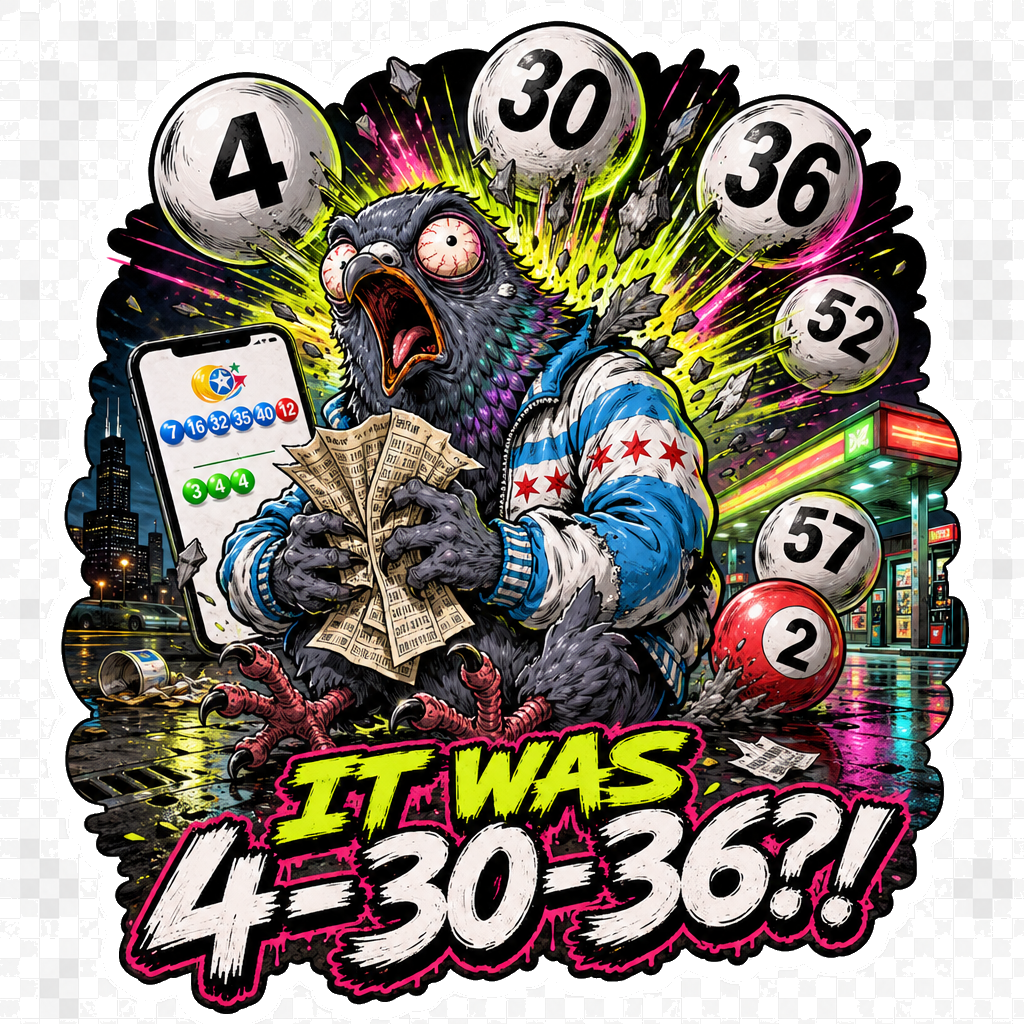 Illinois Lottery 4-30-36 Panic Pigeon Sticker