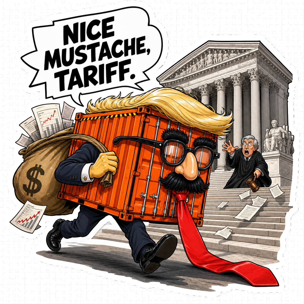 Trump Tariff Fake Mustache Supreme Court Sticker