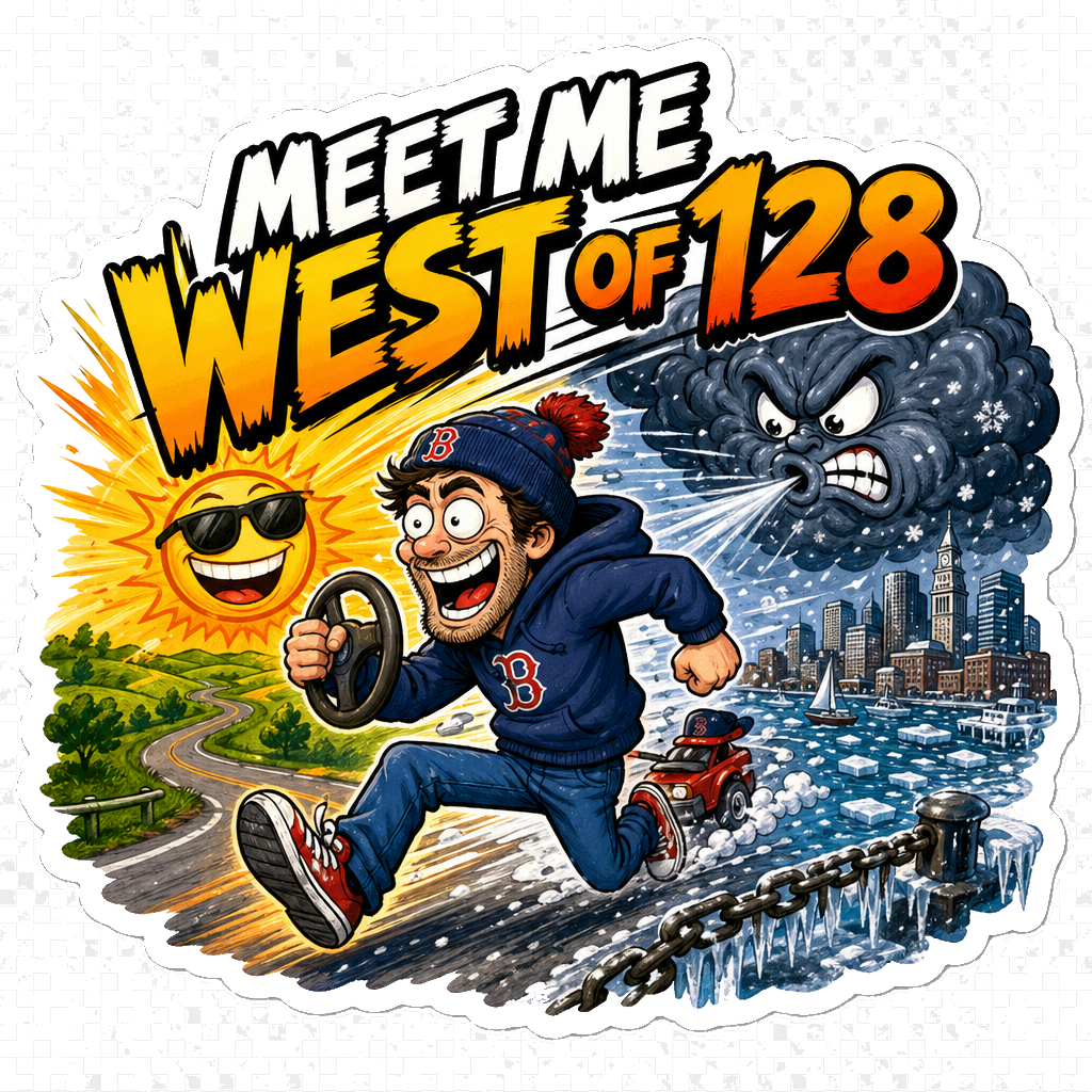 Meet Me West of 128 Boston Sea Breeze Weather Sticker